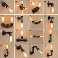Wholesale Loft Industrial Light Iron Rust Water Pipe Retro Wall Lamp Vintage E27 Sconce Lights Home Lighting Fixtures Lustres Luz