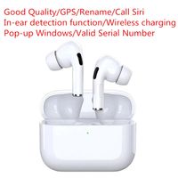 Wholesale HIGH QUALITY AirPods Pro Wirless Earphones real serial NO Metal closure connector Rename GPS Wireless Charging Bluetooth Headphones with In Ear Detection