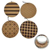 Discount wood coaster set Mats & Pads 4PCS Cork Cup Set Table Pad Cute Drink Coasters Wood Heat Resistant Placemat For Dining Kitchen Tools