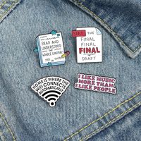 Wholesale English Note WIFI Shape Enamel Pin High Quality Creativity Brooches Clothes Collar Backpack Decoration Jewelry Badge Gifts for Friends