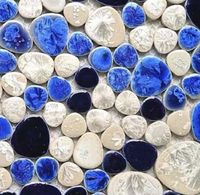 Wholesale 2021 Navy blue white pebble porcelain mosaic kitchen backsplash tile PPMTS09 ceramic bathroom wall tiles
