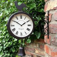 Wholesale Wall Clocks Garden Retro Home Decor Metal Frame Glass Dial Cover Reliable Outdoor Wrought Iron Double Sided Round Mount Station Clock