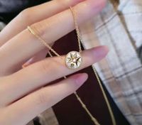 Wholesale Chains k Gold Necklace for Women Lucky Star Eight Compass Inlaid with Diamond White Fritillaria Clavicle Chain Women s Net Red