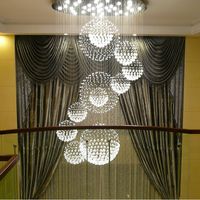 Wholesale Spiral Sphere Modern K9 Crystal Raindrop Crystals Chandelier Raindrops LED Ceiling Lighting fixture Flush Mount for Dining Room Kitchen Island W47 x H102