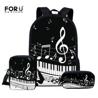 Wholesale FORUDESIGNS Children School Bags Set for Teen Boys Girls Music Note Backpacks Piano Book Bag Kids Shoulder Bag mochila escolar