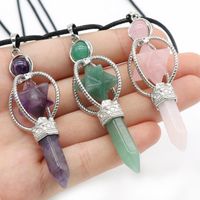 Wholesale Pendant Necklaces Reiki Natural Stone Necklace Exquisite Hexagonal Column Agates For Women Jewerly Party Gift x12mm
