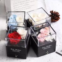 Wholesale Preserved flowers In Glass Dome Eternal Rose Decoration Red Ecuador Gift Box Can Put Ring Valentines Day Birthday Creative Gifts for Women