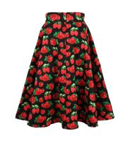 Wholesale Skirts Plus Size Online Shopping Full Circle Swing Skirt High Waisted Strawberry Printed Vintage Novelty Rockabilly Clothing UK