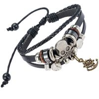 Wholesale Yiwu small commodity Bracelet alloy skull ship rudder Pendant Bracelet student s cow leather bracelet