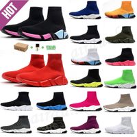Wholesale Hott Selling Original man woman speed trainer Sock Walking Shoe Paris Lady Black White Red Lace Socks Sports Sneakers Top Boots Clear Sole Sneaker Casual Shoes
