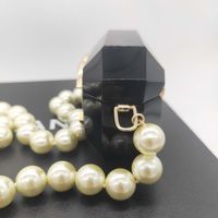 Wholesale Luxury quality pendant long necklace with diamond and black color genuine leather pearl beads for women wedding jewelry gift have box stamp PS3996