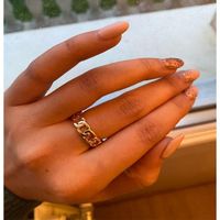 Wholesale Chic Punk Gold Color Chain Shape Band Rings Vintage Gothic Chunky Finger Open Ring For Women Men Antique Jewelry Accessories Christmas Gift