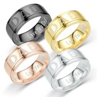 Wholesale Father s Day Gift Jewelry Band Love You Dad Letters Stainless Steel Rings Size