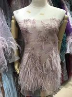 Wholesale Arts And Crafts High end Lace Feather Sequins Embroidered French Mesh African Fabric Suitable For Wedding Dress Design Apparel