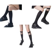 Wholesale Men s Socks B Women Gothic Black Knee High Mesh Fishnet Patchwork Lolita Kawaii Stocking