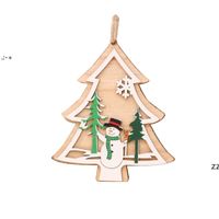 Wholesale Christmas Decorations Tree Pendants Wooden Cut Santa Claus Snow Stars Ring Bells Deer Heart Delicate Festival Gift Trees Ornaments OWE10455