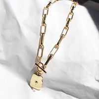 Wholesale Chains GSOLD Crystal Eight Pointed Star Necklace Toggle Clasp Square Coin Pendant Minimalist Collar Women Vintage Fashionable
