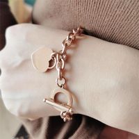 Wholesale Link Chain Stainless Steel Heart Bracelet For Women Gold Silver Color Bracelets Bangle Lovers Couple Jewerly Valentine s Day Gift Bijoux