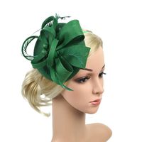 Wholesale Headpieces Green Women s Fascinators Hat Flower Mesh Feathers Vintage Pillbox Tea Party Headwear For Girls And Women Wedding Hats