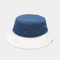 Wholesale LDSLYJR Washed denim Solid color patchwork Bucket Hat Fashion Joker Outdoor Travel Sun Cap For Men and Women retail