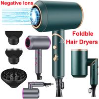 Wholesale Professional Ionic Hair Dryer Foldble Blow Dryer Fast Drying Negative Ion Hairdryer Hot Warm Cold Wind Blowdryer with Nozzles Diffuser for Home Salon Travel