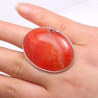 Wholesale Cluster Rings Natural Stone Charm Agated Jewelry Orange Dragon Models Trendy Gift For Women Or Girlfriend Adjustable Size x40mm