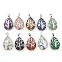 Wholesale Water drop hollowed out Life Tree Pendant Necklace Sterling Silver for Women Gifts and men Jewelry Making
