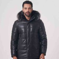 Wholesale winter coat with Silver Fox fur collar high quality men s formal brand apparel OGMANDO2028