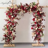 Wholesale Artificial flower row burgundy wine red colorful wedding arch background party props stage decor floral wall table flower ball Q0826