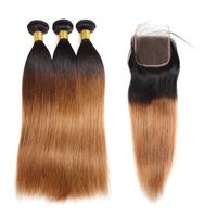 Wholesale Ishow A Ombre Color Raw Hair Weaves Extensions Bundles with Closure b T1B J Body Wave Human Hair Straight T1B BUG Purple