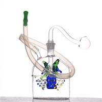Wholesale Cheap mini Dab Oil Rigs glass Bongs Internal turbo honeycomb Perc glass oil burner Water Pipes with oil bowl and silicone tube