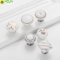 Wholesale high quality single hole Ceramic classic knob Kitchen Cabinet Drawer Furniture door Handles With Screw Furniture Hardwar