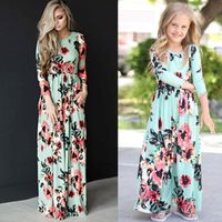 Wholesale Casual Dresses Family Matching Clothes Mother Daughter For Women Floral Summer Long Sleeve White Dress Mom Baby Girl Party