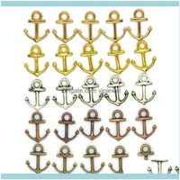 Wholesale Findings Components Jewelry1000Pcs Mm Diy Jewelry Aessories Colors Bronze Sier Gold Color Alloy Vintage Ocean Anchor Charms Pendant