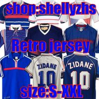 Wholesale 1998 Retro version FRANCE soccer jersey ZIDANE HENRY MAILLOT DE FOOT uniforms shirt Home Trezeguet football uniform