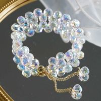 Wholesale 2 Strand Crystal Beaded Bracelet with Slide Clasp Wedding Bridal Formal Aurora Borealis Clear Bead Accessory