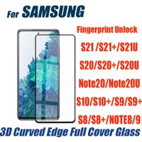 Wholesale 3D Cuvred Edge Full Cover Tempered Glass screen protector For Samsung Galaxy S21 S20 note20 Ultra S10 S9 S8 Plus Note8 note9 note glass in opp bag bulk