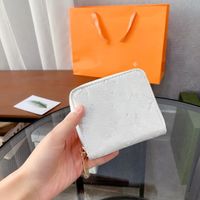 Wholesale White Letter Wallets Women s Multifunctional Small Wallet Fashion Female Coin Purse Card Case Women Embossed Leather Short Purses With Orange Box Card