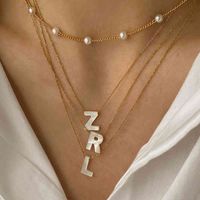 Wholesale Peri sBox Natural Sea Shell Letter Thin Chain Initial s for Women Dainty Pearl Choker Necklace Collier Coquilla