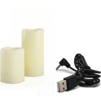 Wholesale Strings USB Rechargeable Flameless Flickering Paraffin Wax Led Light Pillar Candle Wavy Edge Dia cm Wedding Xmas Party Bar Amber