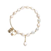 Wholesale Natural Irregular mm Pearls Beaded Bracelet K Gold Fill Strands Women Luxury Bangle Hand Jewelry