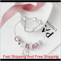 Wholesale Beaded Strands Charm Bead Alloy Silver Plated Bracelet Suitable For Pandora Style O Letter Crown Beads Bracelet Jewelry Kwqmj Lsmo