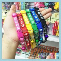 Wholesale Leashes Pet Supplies Home Gardensafety Nylon Dog Puppy Cat Collar Breakaway Adjustable Cats Collars With Bell And Bling Paw Charm Width