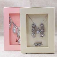 Wholesale Gift Wrap Deluxe Necklace With Earing And Ring Set Pape Package Box pvc Window Display Box wedding candy Box pc