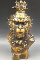 Wholesale China brass hand carved Monkey King head crafts statues