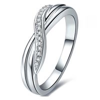 Wholesale Cluster Rings Silver Wedding Jewelry White Gold Cover Mount Cross Sterling Band Ring Anniversary