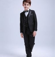 Wholesale 2021 Spring New Boys Performance outfits Kids Bow Tie black blazers waistcoat white shirts pants boy wedding clothes A5919
