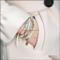 Wholesale Bangle Bracelets Jewelry Style Fashion Bohemian Mtilayer Element Beaded Bracelet Set Gift Drop Delivery S78Md