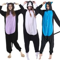 Wholesale Womens Sleepwear Adults Animal Onesies Cat Cartoon Pajamas Sets Women Men Winter Unisex Midnight Costumes Fleece Hooded Pajamas