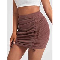Wholesale Digner Ruched Drawstring bodycon bandage maxi wrap sexy fashion mini skirt women short